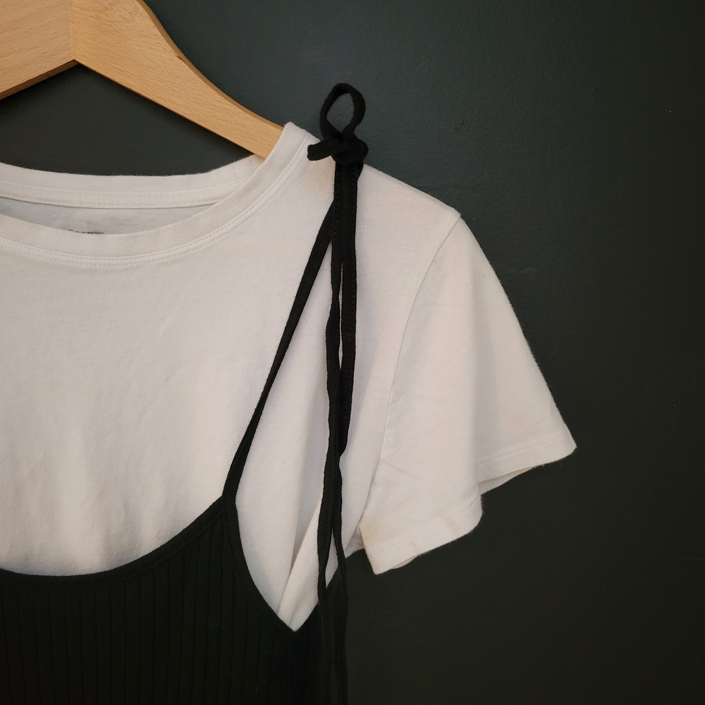 Black Ribbed Tie Top - Picture 2 of 4